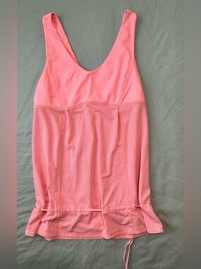 Lululemon Pink Tank Top | Size 6 Drawstring Hem Built-in Bra X-Static Silver